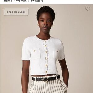 Lady Jacket White Short Sleeve Cardigan Sweater